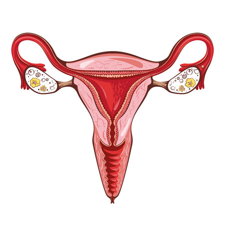 Female reproductive system. Vector illustration. Uterus.のイラスト素材