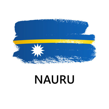 National symbols - flag of Nauru isolated on white background. Hand-drawn illustration. Flat style.のイラスト素材