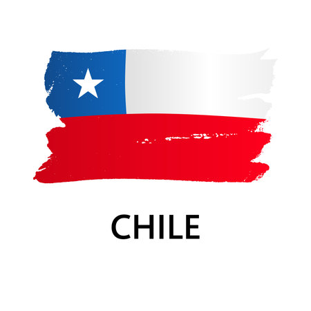 National symbols - flag of Chile isolated on white background. Hand-drawn illustration. Flat style.のイラスト素材