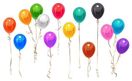 A set of colorful vector air balloons. The symbol of the holiday. Party Decor.のイラスト素材