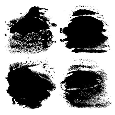 Set of hand drawn paint, ink brush strokes, brushes, lines. Dirty artistic design elements, boxes, frames for the text. Abstract black and white background.のイラスト素材