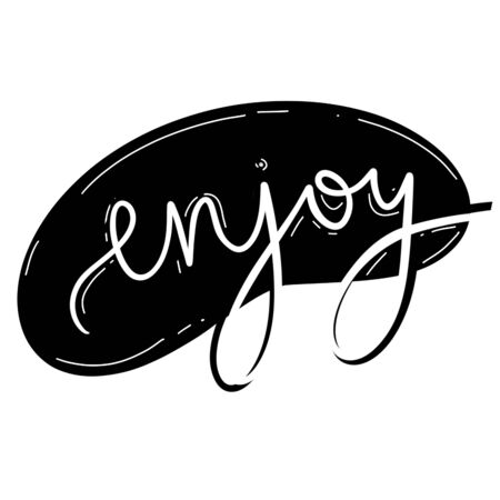 Lettering, enjoy word on black background.の写真素材