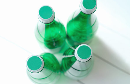 Green plastic bottles. Plastic waste. Recycling plastic and ecology protection. Stop nature...