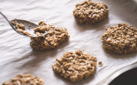 paleo dessert, homemade cookies made of oatmeal and banana. Low carb diet recipes. less sugar...
