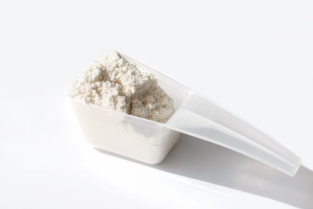 scoop of collagen or protein powder for healthy joints and beautiful skin. whey protein as sport...
