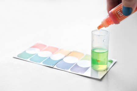 home urine ph test set. simple and fast ph or acid control at home for diabetes patients. self control concept.の写真素材