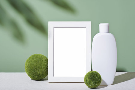 Trendy advertising with summer cosmetic mockup for promotion design. beauty product. summer...
