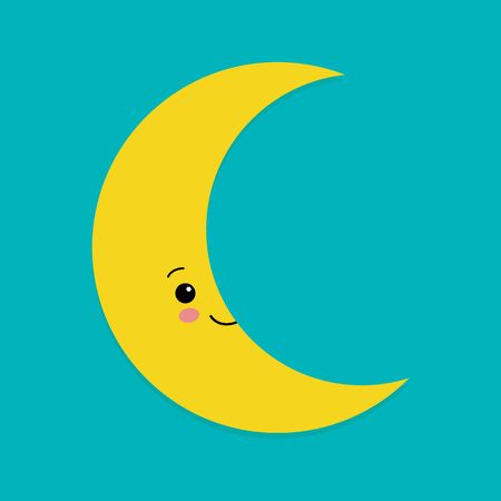 Illustration of a happy cartoon moon with a friendly smile on his faceのイラスト素材