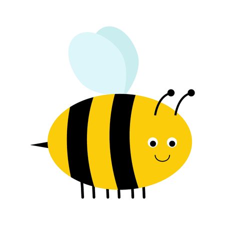 Vector Cute Cartoon Bee Isolated On White Backgroundのイラスト素材