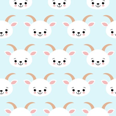 Cute Cool Seamless Pattern Baby Animals Farm Goat . Pattern suitable for posters, postcards, fabric or wrapping paper.のイラスト素材