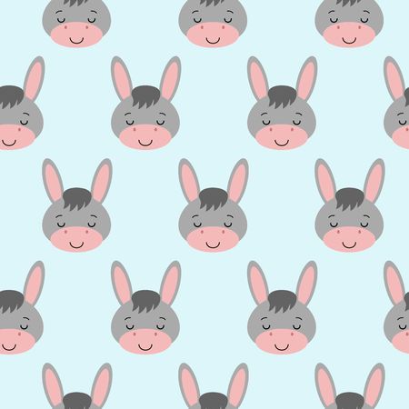 Seamless background design with gray sleeping cute donkeys illustration.のイラスト素材
