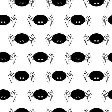 Halloween seamless pattern with black spider. Cute vector background for decoration halloween cadrs, package paper, flyer.のイラスト素材