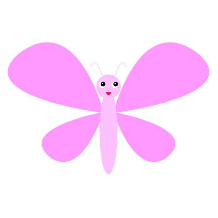 cute pink butterfly flying icon. cartoon styleのイラスト素材