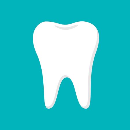 White tooth vector illustration on blue background. Flat styleのイラスト素材