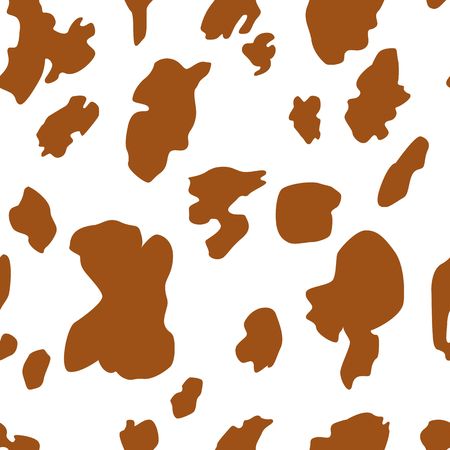 Cow skin texture, brown and white spot repeated seamless pattern. Animal print dalmatian dog stains. Vectorのイラスト素材