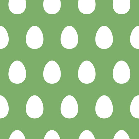Easter pattern with eggs. Simple ornament, white and green color. Vector seamless background.のイラスト素材
