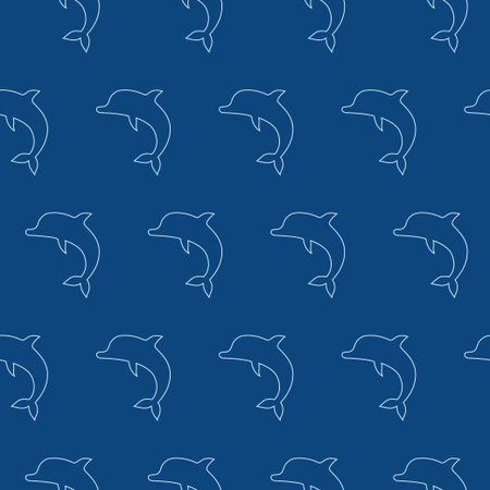 Vector seamless pattern with dolphins Jumping dolphins blue background seamless pattern vector illustration Textile dolphins pattern Wrapping paper background Dolphins repeating image.のイラスト素材