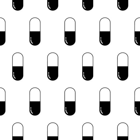 Seamless black and white pattern of tablets, pills, capsules in a healthcare and medical conceptのイラスト素材