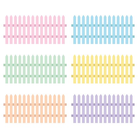 Colorful Garden Fence. Children garden vector flat illustrationのイラスト素材