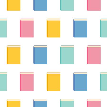Seamless pattern with books of different colors on white background.のイラスト素材