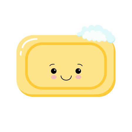Cute happy soap juggle foam bubble. Vector flat cartoon character illustration icon design. Isolated on white background. Soap bubble conceptのイラスト素材