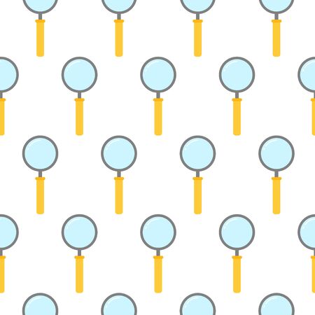 Pattern textures of cute line icons magnifier yellow color. Magnifying glass sign in flat style. Loupe background for school, office, science. Vector illustration.のイラスト素材