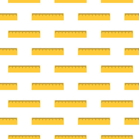 Cute seamless pattern with yellow ruler. Vector flat illustrationのイラスト素材