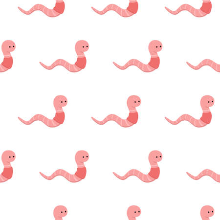 Vector Animal Earth Red Worms Seamless Pattern on White Background Cute chaeacterのイラスト素材