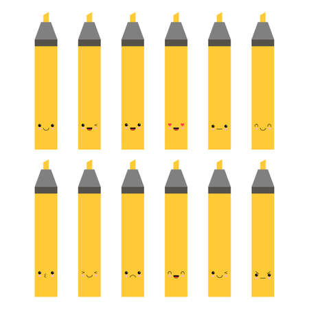 A set of Highlighter character design or Highlighter mascot, perfect for logo, web and print illustrationのイラスト素材