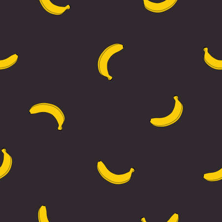 vector seamless pattern with bananas on dark backgroundのイラスト素材