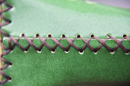 handmade leather stiching lineの写真素材