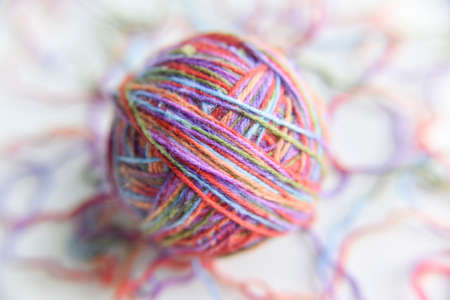 selective focus at different threads for knitting, diy conceptの写真素材
