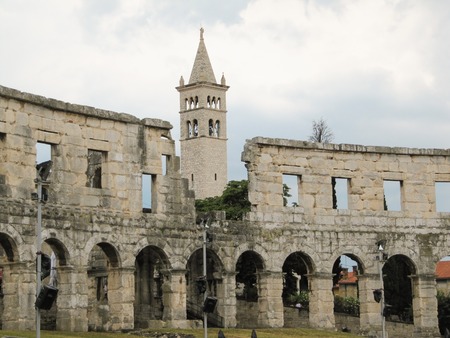 The most famous and important monument in Pula, popularly called the Arena of Pulaの写真素材
