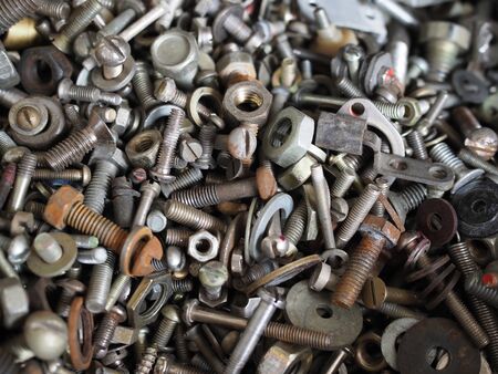 old vintage mix Nuts Bolts Background,の写真素材