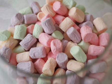 background or texture of colorful mini marshmallows.