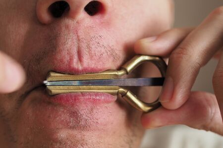 man plays music hippies varganの写真素材