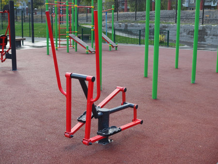 New training complex in the courtyard of a residential building. Sports ground in the courtyard of a multi-story building.の写真素材