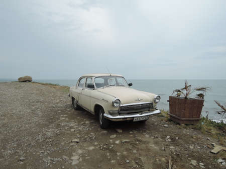Russia, Sochi - june,2016 : retro car volga on the beachのeditorial素材