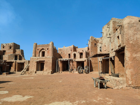 The reconstruction of ancient city and fortress. Horizontal view, can be used as backgroundの写真素材