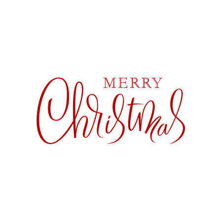 Merry Christmas wish quote hand written calligraphy. Xmas slogan. Stylized sketch typography. Winter holiday banner, poster, greeting card vector design elementのイラスト素材