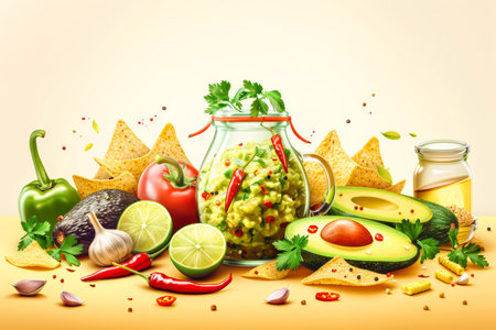 Fresh vegetables - ingredients for cooking tasty guacamole.の素材