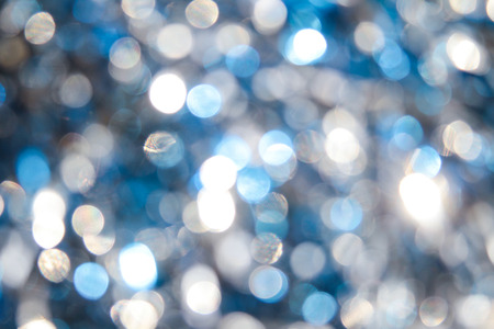 Christmas decorations background blurred lights blue color.の写真素材