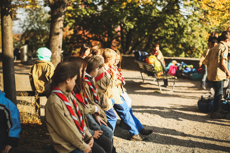 Children scouts on holidayのeditorial素材