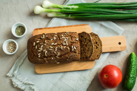 rye bread with sunflower seeds and herbs