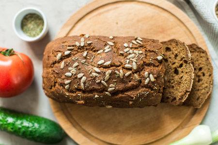 homemade rye bread with sunflower seeds