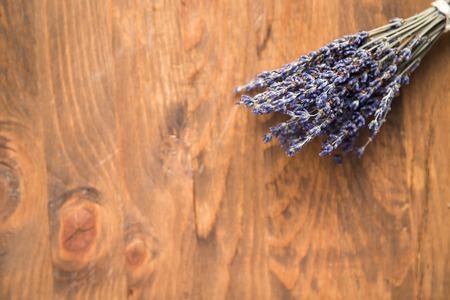 bouquet of lavender on wooden backgroundの写真素材