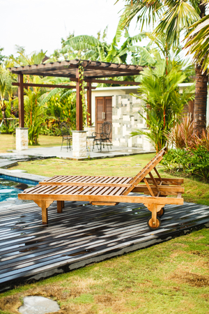 swimming pool in a villa in Bali, holiday in Asiaのeditorial素材