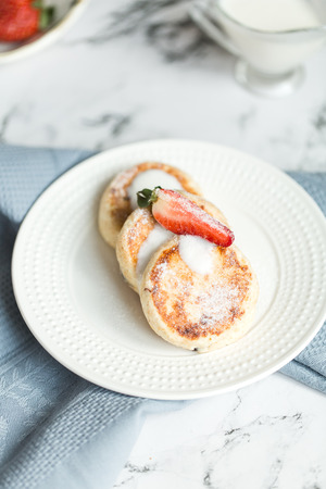 Curd cheese croissants with cranberriesの写真素材