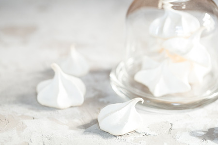 Egg white meringue in a glass vaseの写真素材