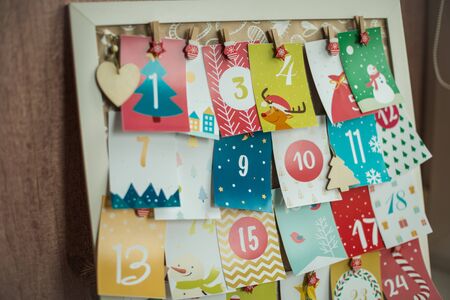 paper christmas advent calendar for childrenの写真素材